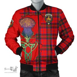 Scottish MacGillivray Modern Tartan Family Crest with Thistle and Scotland Map Tartan Plaid Bomber Jacket Scottish Plaid Tartan Plaid - ScotsTee - scotstee.com