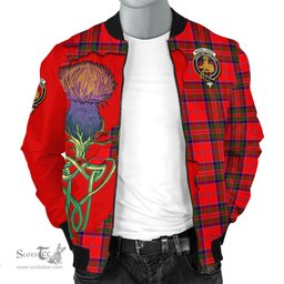 Scottish MacGillivray Modern Tartan Family Crest with Thistle and Scotland Map Tartan Plaid Bomber Jacket Scottish Plaid Tartan Plaid - ScotsTee - scotstee.com