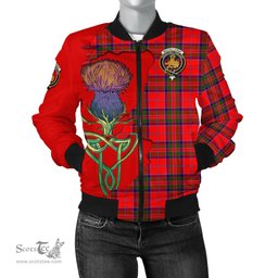 Scottish MacGillivray Modern Tartan Family Crest with Thistle and Scotland Map Tartan Plaid Bomber Jacket Scottish Plaid Tartan Plaid - ScotsTee - scotstee.com