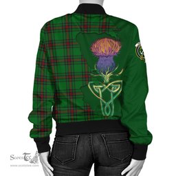 Scottish Kinnear Tartan Family Crest with Thistle and Scotland Map Tartan Plaid Bomber Jacket Scottish Plaid Tartan Plaid - ScotsTee - scotstee.com