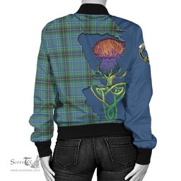 Scottish MacInnes Ancient Tartan Family Crest with Thistle and Scotland Map Tartan Plaid Bomber Jacket Scottish Plaid Tartan Plaid - ScotsTee - scotstee.com