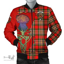 Scottish MacGill Modern Tartan Family Crest with Thistle and Scotland Map Tartan Plaid Bomber Jacket Scottish Plaid Tartan Plaid - ScotsTee - scotstee.com