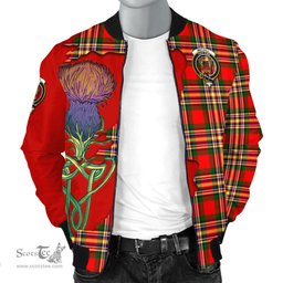 Scottish MacGill Modern Tartan Family Crest with Thistle and Scotland Map Tartan Plaid Bomber Jacket Scottish Plaid Tartan Plaid - ScotsTee - scotstee.com