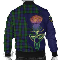 Scottish MacEwan - MacEwen Tartan Family Crest with Thistle and Scotland Map Tartan Plaid Bomber Jacket Scottish Plaid Tartan Plaid - ScotsTee - scotstee.com