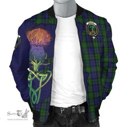 Scottish MacEwan - MacEwen Tartan Family Crest with Thistle and Scotland Map Tartan Plaid Bomber Jacket Scottish Plaid Tartan Plaid - ScotsTee - scotstee.com