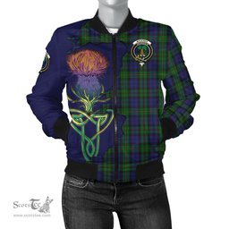 Scottish MacEwan - MacEwen Tartan Family Crest with Thistle and Scotland Map Tartan Plaid Bomber Jacket Scottish Plaid Tartan Plaid - ScotsTee - scotstee.com