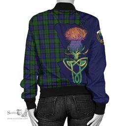 Scottish MacEwan - MacEwen Tartan Family Crest with Thistle and Scotland Map Tartan Plaid Bomber Jacket Scottish Plaid Tartan Plaid - ScotsTee - scotstee.com