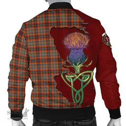 Scottish Innes Ancient Tartan Family Crest with Thistle and Scotland Map Tartan Plaid Bomber Jacket Scottish Plaid Tartan Plaid - ScotsTee - scotstee.com