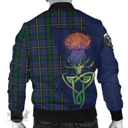 Scottish Hope Clan Originaux Tartan Family Crest with Thistle and Scotland Map Tartan Plaid Bomber Jacket Scottish Plaid Tartan Plaid - ScotsTee - scotstee.com