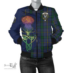 Scottish Hope Clan Originaux Tartan Family Crest with Thistle and Scotland Map Tartan Plaid Bomber Jacket Scottish Plaid Tartan Plaid - ScotsTee - scotstee.com