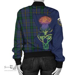 Scottish Hope Clan Originaux Tartan Family Crest with Thistle and Scotland Map Tartan Plaid Bomber Jacket Scottish Plaid Tartan Plaid - ScotsTee - scotstee.com