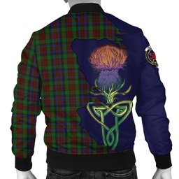 Scottish MacDuff Hunting Tartan Family Crest with Thistle and Scotland Map Tartan Plaid Bomber Jacket Scottish Plaid Tartan Plaid - ScotsTee - scotstee.com