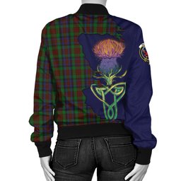Scottish MacDuff Hunting Tartan Family Crest with Thistle and Scotland Map Tartan Plaid Bomber Jacket Scottish Plaid Tartan Plaid - ScotsTee - scotstee.com