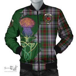 Scottish MacDuff Dress Tartan Family Crest with Thistle and Scotland Map Tartan Plaid Bomber Jacket Scottish Plaid Tartan Plaid - ScotsTee - scotstee.com