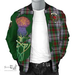 Scottish MacDuff Dress Tartan Family Crest with Thistle and Scotland Map Tartan Plaid Bomber Jacket Scottish Plaid Tartan Plaid - ScotsTee - scotstee.com