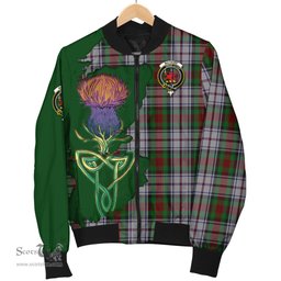 Scottish MacDuff Dress Tartan Family Crest with Thistle and Scotland Map Tartan Plaid Bomber Jacket Scottish Plaid Tartan Plaid - ScotsTee - scotstee.com