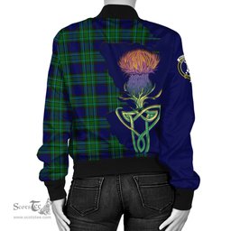 Scottish MacCallum Modern Tartan Family Crest with Thistle and Scotland Map Tartan Plaid Bomber Jacket Scottish Plaid Tartan Plaid - ScotsTee - scotstee.com