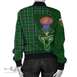 Scottish Innes Hunting Tartan Family Crest with Thistle and Scotland Map Tartan Plaid Bomber Jacket Scottish Plaid Tartan Plaid - ScotsTee - scotstee.com