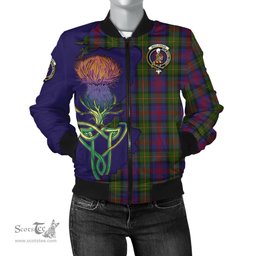 Scottish MacLennan Tartan Family Crest with Thistle and Scotland Map Tartan Plaid Bomber Jacket Scottish Plaid Tartan Plaid - ScotsTee - scotstee.com
