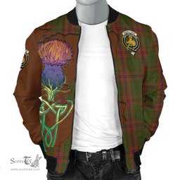 Scottish MacGillivray Hunting Tartan Family Crest with Thistle and Scotland Map Tartan Plaid Bomber Jacket Scottish Plaid Tartan Plaid - ScotsTee - scotstee.com