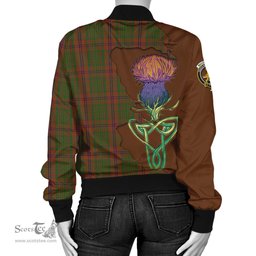 Scottish MacGillivray Hunting Tartan Family Crest with Thistle and Scotland Map Tartan Plaid Bomber Jacket Scottish Plaid Tartan Plaid - ScotsTee - scotstee.com