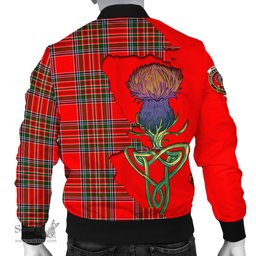 Scottish MacBain Tartan Family Crest with Thistle and Scotland Map Tartan Plaid Bomber Jacket Scottish Plaid Tartan Plaid - ScotsTee - scotstee.com