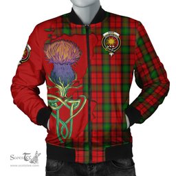 Scottish Kerr Tartan Family Crest with Thistle and Scotland Map Tartan Plaid Bomber Jacket Scottish Plaid Tartan Plaid - ScotsTee - scotstee.com