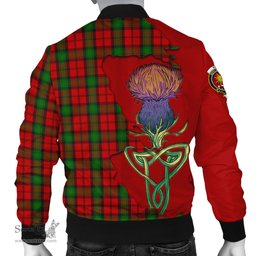 Scottish Kerr Tartan Family Crest with Thistle and Scotland Map Tartan Plaid Bomber Jacket Scottish Plaid Tartan Plaid - ScotsTee - scotstee.com