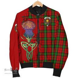 Scottish Kerr Tartan Family Crest with Thistle and Scotland Map Tartan Plaid Bomber Jacket Scottish Plaid Tartan Plaid - ScotsTee - scotstee.com