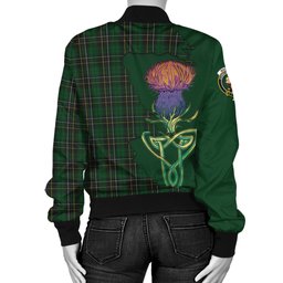 Scottish MacAlpin Tartan Family Crest with Thistle and Scotland Map Tartan Plaid Bomber Jacket Scottish Plaid Tartan Plaid - ScotsTee - scotstee.com