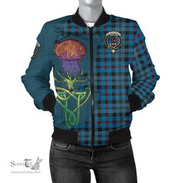 Scottish MacCorquodale Tartan Family Crest with Thistle and Scotland Map Tartan Plaid Bomber Jacket Scottish Plaid Tartan Plaid - ScotsTee - scotstee.com