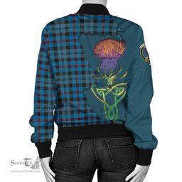 Scottish MacCorquodale Tartan Family Crest with Thistle and Scotland Map Tartan Plaid Bomber Jacket Scottish Plaid Tartan Plaid - ScotsTee - scotstee.com