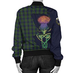 Scottish MacNeil of Colonsay Tartan Family Crest with Thistle and Scotland Map Tartan Plaid Bomber Jacket Scottish Plaid Tartan Plaid - ScotsTee - scotstee.com