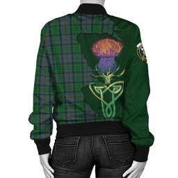 Scottish Hope Vere Tartan Family Crest with Thistle and Scotland Map Tartan Plaid Bomber Jacket Scottish Plaid Tartan Plaid - ScotsTee - scotstee.com