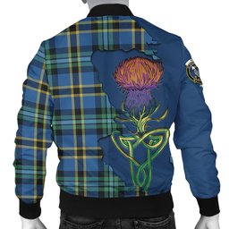 Scottish Hope Ancient Tartan Family Crest with Thistle and Scotland Map Tartan Plaid Bomber Jacket Scottish Plaid Tartan Plaid - ScotsTee - scotstee.com
