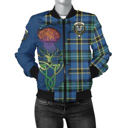 Scottish Hope Ancient Tartan Family Crest with Thistle and Scotland Map Tartan Plaid Bomber Jacket Scottish Plaid Tartan Plaid - ScotsTee - scotstee.com