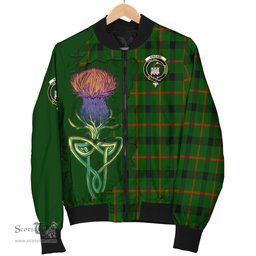 Scottish Kincaid Modern Tartan Family Crest with Thistle and Scotland Map Tartan Plaid Bomber Jacket Scottish Plaid Tartan Plaid - ScotsTee - scotstee.com