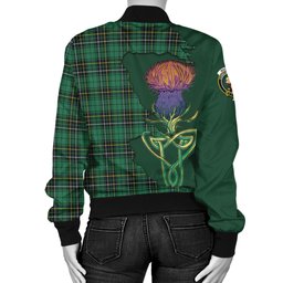 Scottish MacAlpin Ancient Tartan Family Crest with Thistle and Scotland Map Tartan Plaid Bomber Jacket Scottish Plaid Tartan Plaid - ScotsTee - scotstee.com
