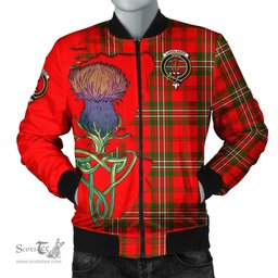 Scottish Langlands Tartan Family Crest with Thistle and Scotland Map Tartan Plaid Bomber Jacket Scottish Plaid Tartan Plaid - ScotsTee - scotstee.com