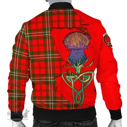 Scottish Langlands Tartan Family Crest with Thistle and Scotland Map Tartan Plaid Bomber Jacket Scottish Plaid Tartan Plaid - ScotsTee - scotstee.com