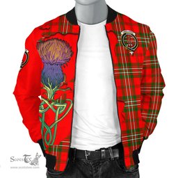 Scottish Langlands Tartan Family Crest with Thistle and Scotland Map Tartan Plaid Bomber Jacket Scottish Plaid Tartan Plaid - ScotsTee - scotstee.com