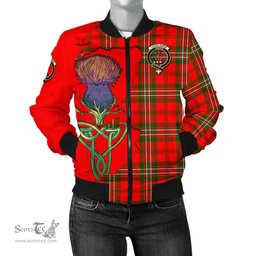 Scottish Langlands Tartan Family Crest with Thistle and Scotland Map Tartan Plaid Bomber Jacket Scottish Plaid Tartan Plaid - ScotsTee - scotstee.com