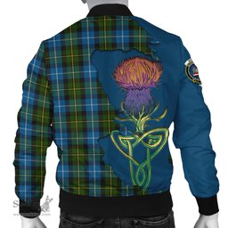 Scottish MacNeil of Barra Tartan Family Crest with Thistle and Scotland Map Tartan Plaid Bomber Jacket Scottish Plaid Tartan Plaid - ScotsTee - scotstee.com