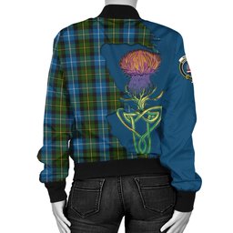 Scottish MacNeil of Barra Tartan Family Crest with Thistle and Scotland Map Tartan Plaid Bomber Jacket Scottish Plaid Tartan Plaid - ScotsTee - scotstee.com