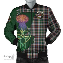 Scottish Innes Dress Tartan Family Crest with Thistle and Scotland Map Tartan Plaid Bomber Jacket Scottish Plaid Tartan Plaid - ScotsTee - scotstee.com