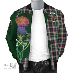 Scottish Innes Dress Tartan Family Crest with Thistle and Scotland Map Tartan Plaid Bomber Jacket Scottish Plaid Tartan Plaid - ScotsTee - scotstee.com
