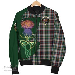 Scottish Innes Dress Tartan Family Crest with Thistle and Scotland Map Tartan Plaid Bomber Jacket Scottish Plaid Tartan Plaid - ScotsTee - scotstee.com