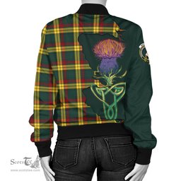 Scottish MacMillan Old Modern Tartan Family Crest with Thistle and Scotland Map Tartan Plaid Bomber Jacket Scottish Plaid Tartan Plaid - ScotsTee - scotstee.com
