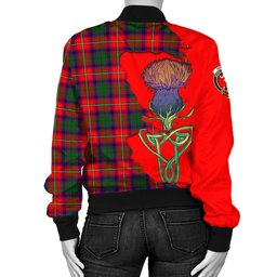 Scottish Hopkirk Tartan Family Crest with Thistle and Scotland Map Tartan Plaid Bomber Jacket Scottish Plaid Tartan Plaid - ScotsTee - scotstee.com