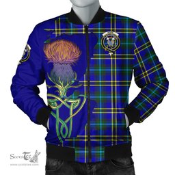 Scottish Hope Modern Tartan Family Crest with Thistle and Scotland Map Tartan Plaid Bomber Jacket Scottish Plaid Tartan Plaid - ScotsTee - scotstee.com